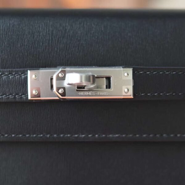 HERMES Kelly 25CM Selling Box 89 Noir Silver Hardware