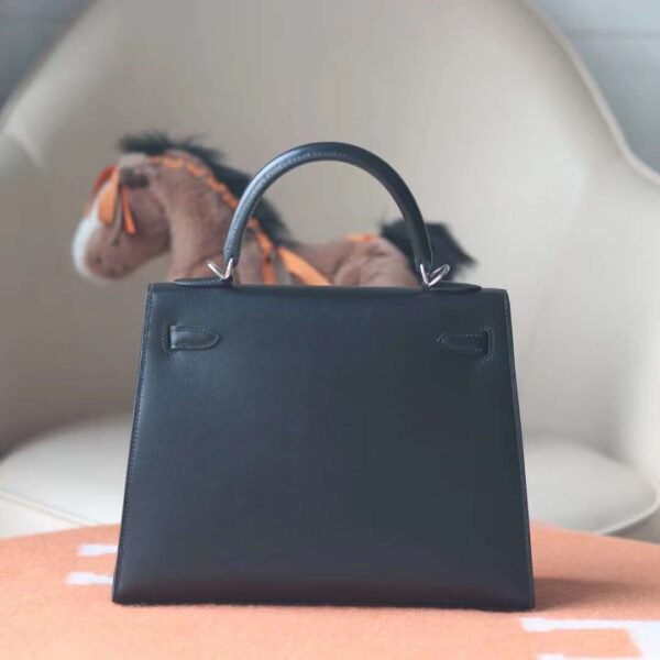 HERMES Kelly 25CM Selling Box 89 Noir Silver Hardware