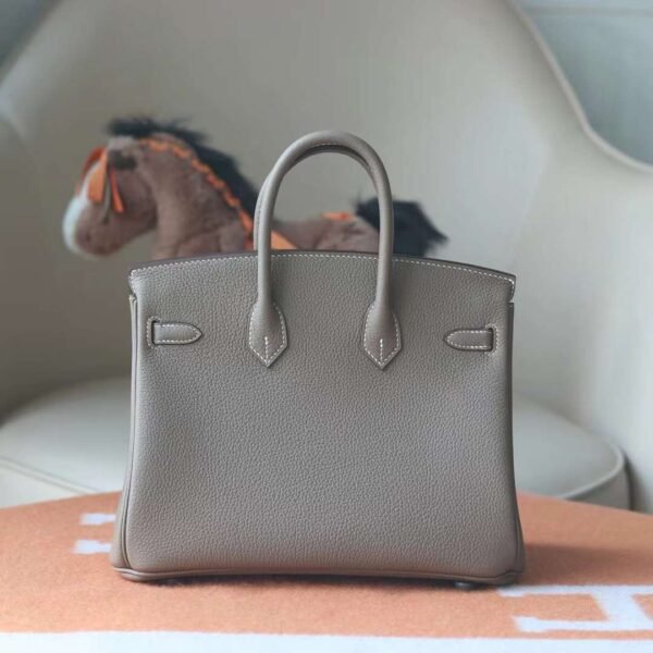 HERMES Birkin 25CM Togo Leather 18 Etoupe Silver Hardware