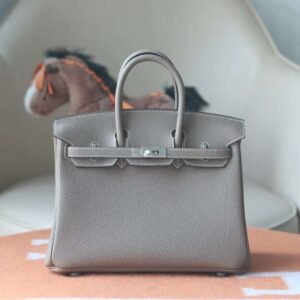 HERMES Birkin 25CM Togo Leather 18 Etoupe Silver Hardware