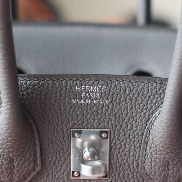 HERMES Birkin 25CM Togo Leather 8F Etain Silver Hardware