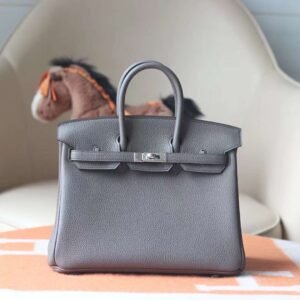 HERMES Birkin 25CM Togo Leather 8F Etain Silver Hardware