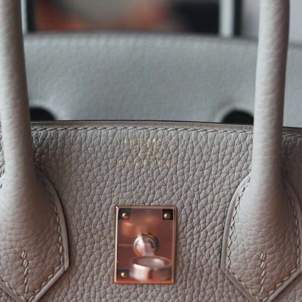 HERMES Birkin 25CM Togo Gris Tourterelle Rose Gold Hardware