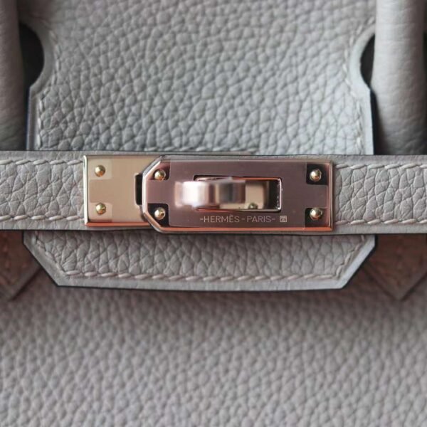 HERMES Birkin 25CM Togo Gris Tourterelle Rose Gold Hardware