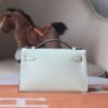 HERMES Kelly Pochette 22CM 0S Vert Fizz Swift Leather PHW