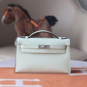 HERMES Kelly Pochette 22CM 0S Vert Fizz Swift Leather PHW