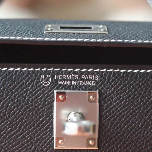 HERMES Mini Kelly ll 19CM Special Order HSS White Line/Black PHW