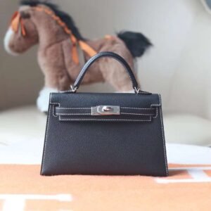 HERMES Mini Kelly ll 19CM Special Order HSS White Line/Black PHW