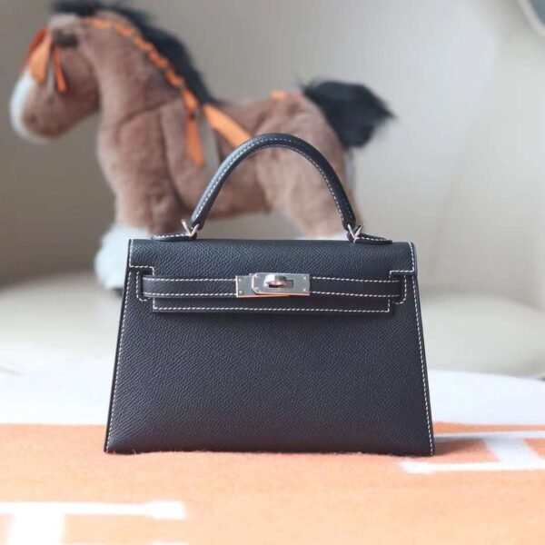 HERMES Mini Kelly ll 19CM Special Order HSS White Line/Black PHW