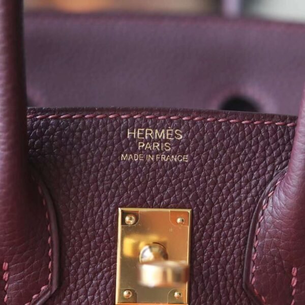 HERMES Birkin 25CM 57 Bordeaux Togo Leather GHW