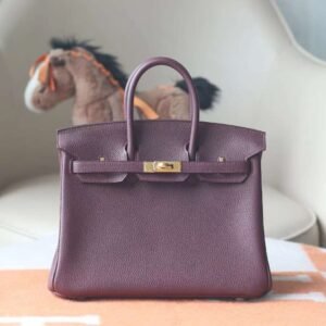 HERMES Birkin 25CM 57 Bordeaux Togo Leather GHW