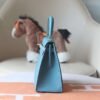 HERMES Kelly 25CM Bag D2 New Blue Jean Epsom GHW