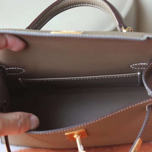 HERMES Mini Kelly ll CK18 Etoupe 19CM Epsom GHW