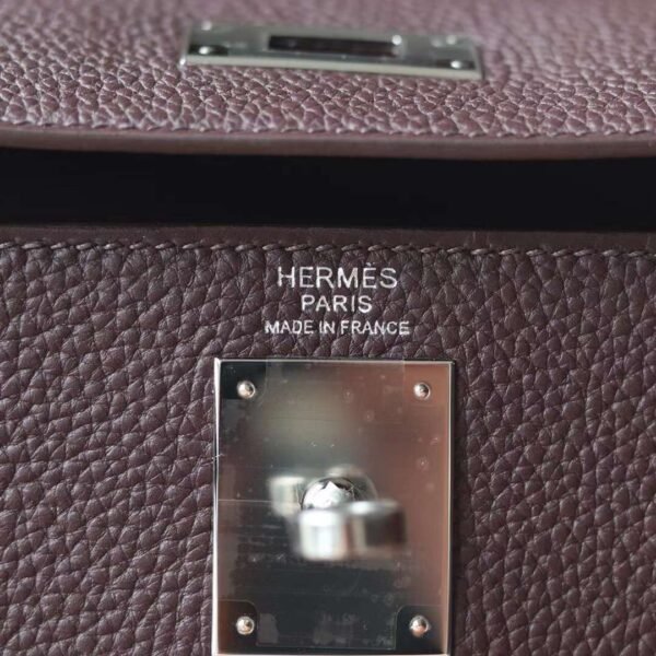 HERMES Kelly 28CM Togo Leather 0G Rouge Sellier Silver Hardware
