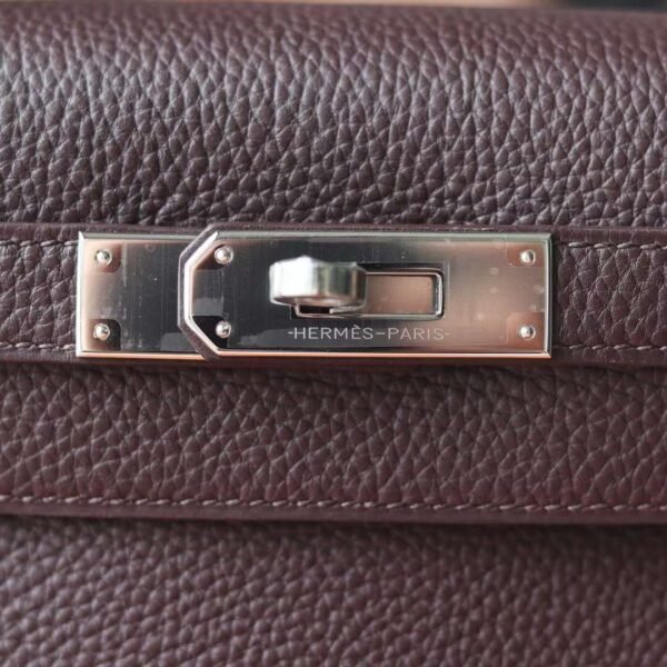 HERMES Kelly 28CM Togo Leather 0G Rouge Sellier Silver Hardware
