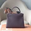 HERMES Kelly 28CM Togo Leather 0G Rouge Sellier Silver Hardware