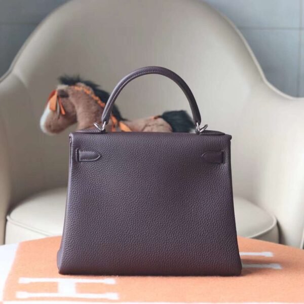 HERMES Kelly 28CM Togo Leather 0G Rouge Sellier Silver Hardware