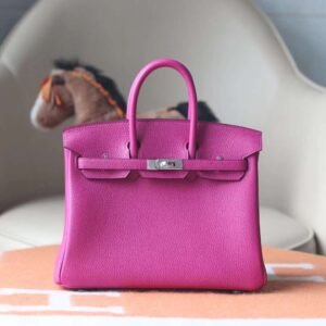 HERMES Birkin 25CM Togo Leather L3 Rose Purple Silver Hardware