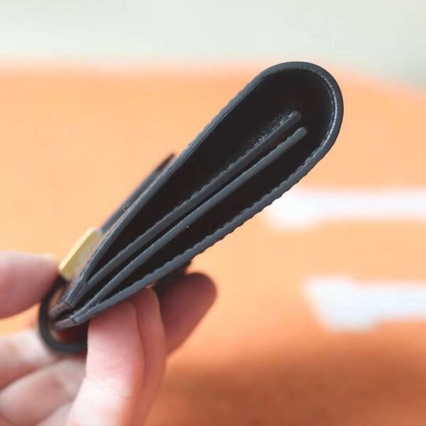 HERMES Bearn Wallet Chever Leather CK89 Noir Gold Hardware