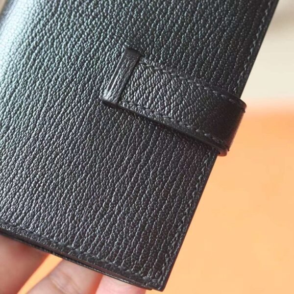 HERMES Bearn Wallet Chever Leather CK89 Noir Gold Hardware