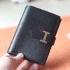 HERMES Bearn Wallet Chever Leather CK89 Noir Gold Hardware