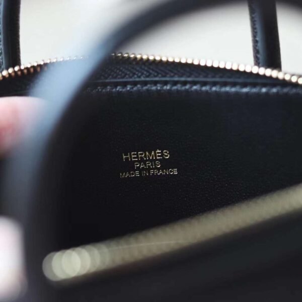 HERMES Mini Bolide Chever Leather CK89 Noir Gold Hardware