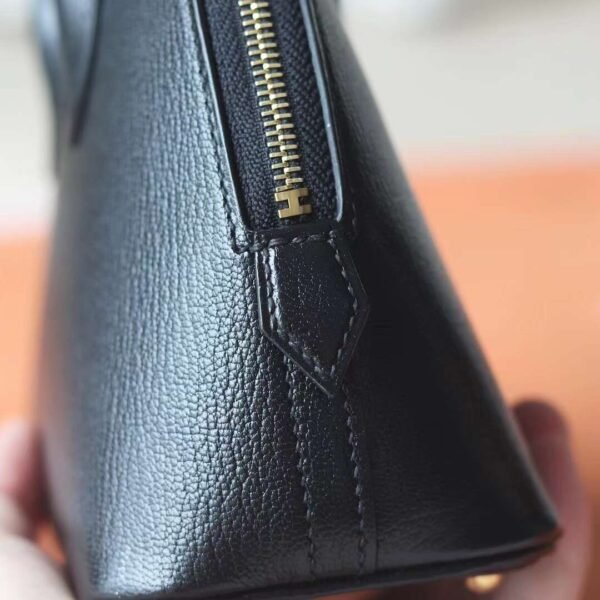 HERMES Mini Bolide Chever Leather CK89 Noir Gold Hardware