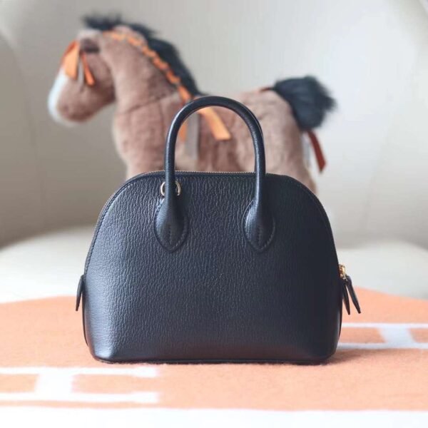 HERMES Mini Bolide Chever Leather CK89 Noir Gold Hardware