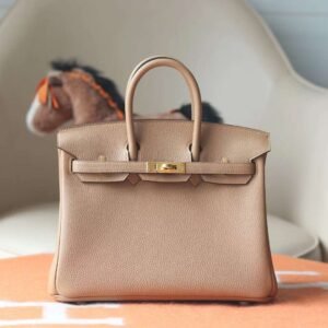 HERMES Birkin 25CM Togo Leather 0M Chai Gold Hardware