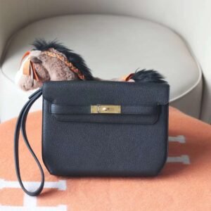 HERMES Kelly Depeches 25CM Togo Leather CK89 Black GHW