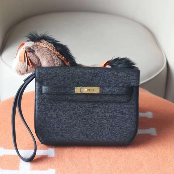 HERMES Kelly Depeches 25CM Togo Leather CK89 Black GHW