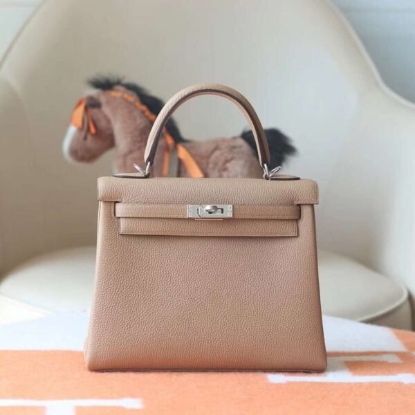 HERMES Kelly 25CM 0M Chai Togo Leather Silver Hardware Perfect Quality