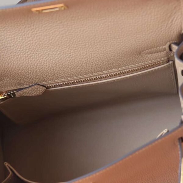 HERMES Kelly 25CM Togo Leather 0M Chai Gold Hardware