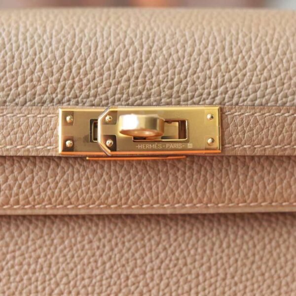 HERMES Kelly 25CM Togo Leather 0M Chai Gold Hardware