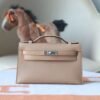 HERMES Kelly Pochette 22CM Bag Swift Leather 0M Chain PHW Hardware