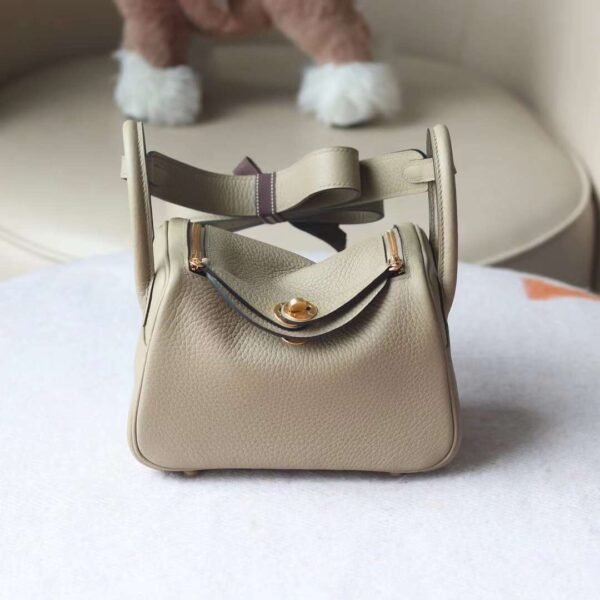 HERMES Mini Lindy TC Leather 8Q Beige Marfa Gold Hardware Top Made