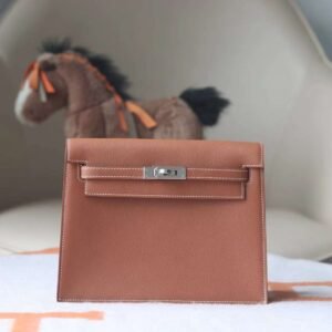HERMES Kelly Danse Evercolor Leather CK37 Gold PHW Hardware Full Handmade