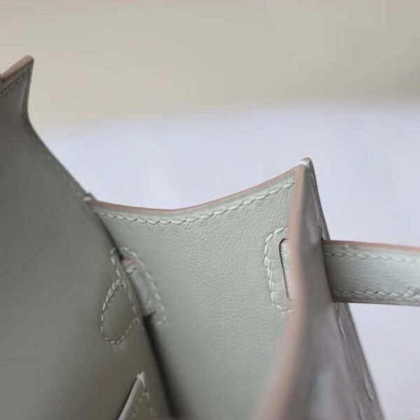 HERMES Mini Kelly Ostrich Leather 80 Pearl Grey PHW Hardware