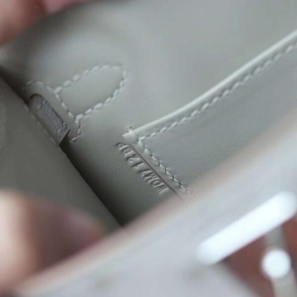 HERMES Mini Kelly Ostrich Leather 80 Pearl Grey PHW Hardware