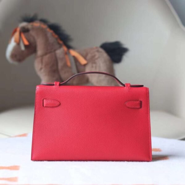 HERMES Kelly Pochette 22CM Epsom Leather Q5 Rogue Casaeque PHW Hardware