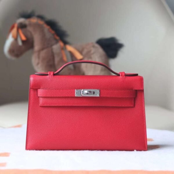 HERMES Kelly Pochette 22CM Epsom Leather Q5 Rogue Casaeque PHW Hardware
