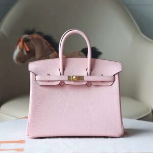 HERMES Birkin 25CM Chever 3Q Rose Sakura/80 Pearl Grey GHW Hardware Special Order