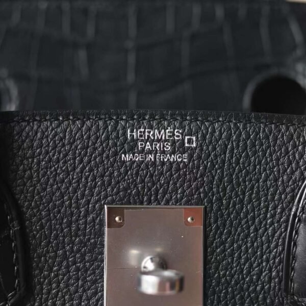 HERMES Birkin Touch 30CM Togo/Matter Crocodile Leather CK89 Noir PHW Hardware