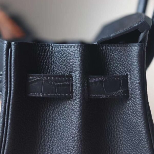 HERMES Birkin Touch 30CM Togo/Matter Crocodile Leather CK89 Noir PHW Hardware