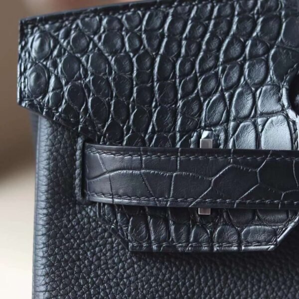 HERMES Birkin Touch 30CM Togo/Matter Crocodile Leather CK89 Noir PHW Hardware