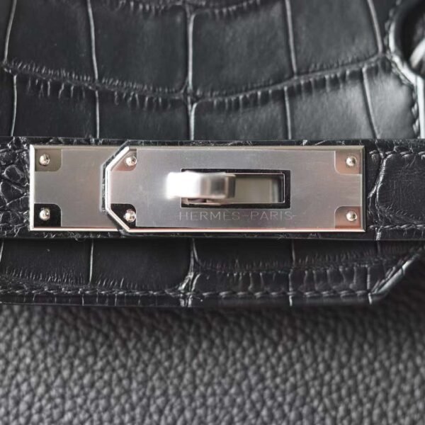 HERMES Birkin Touch 30CM Togo/Matter Crocodile Leather CK89 Noir PHW Hardware