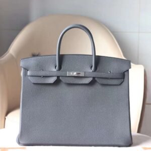 HERMES Birkin 40CM TC Leather 84 Gris Fonce Top PHW Hardware Full Handmade