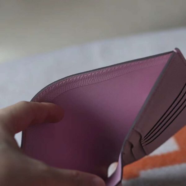 HERMES Bearn Wallet Epsom Leather X9 Mauve Sylvester PHW Hardware