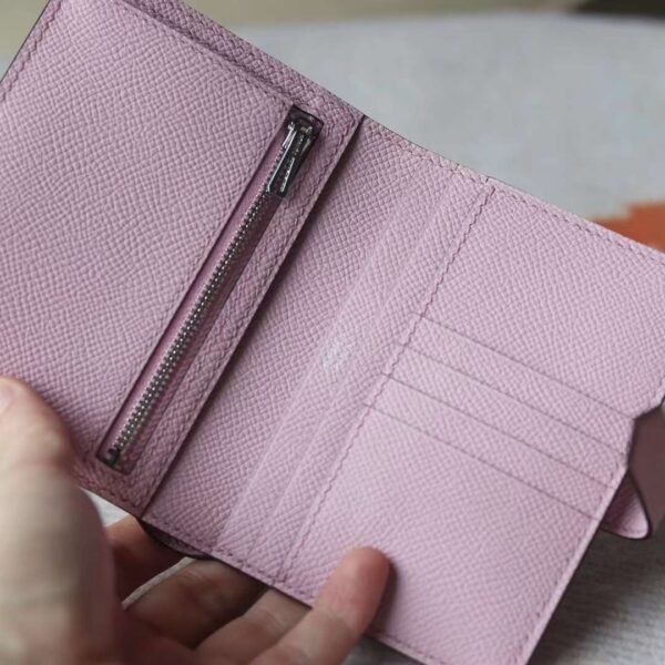 HERMES Bearn Wallet Epsom Leather X9 Mauve Sylvester PHW Hardware