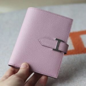 HERMES Bearn Wallet Epsom Leather X9 Mauve Sylvester PHW Hardware